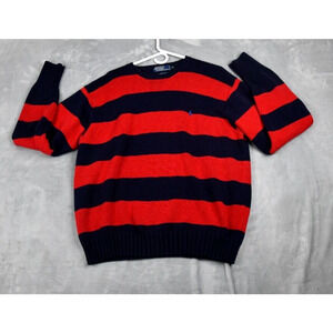 Polo Ralph Lauren Sweater Mens XL (Fits Large) Stripes Crew Neck Knit